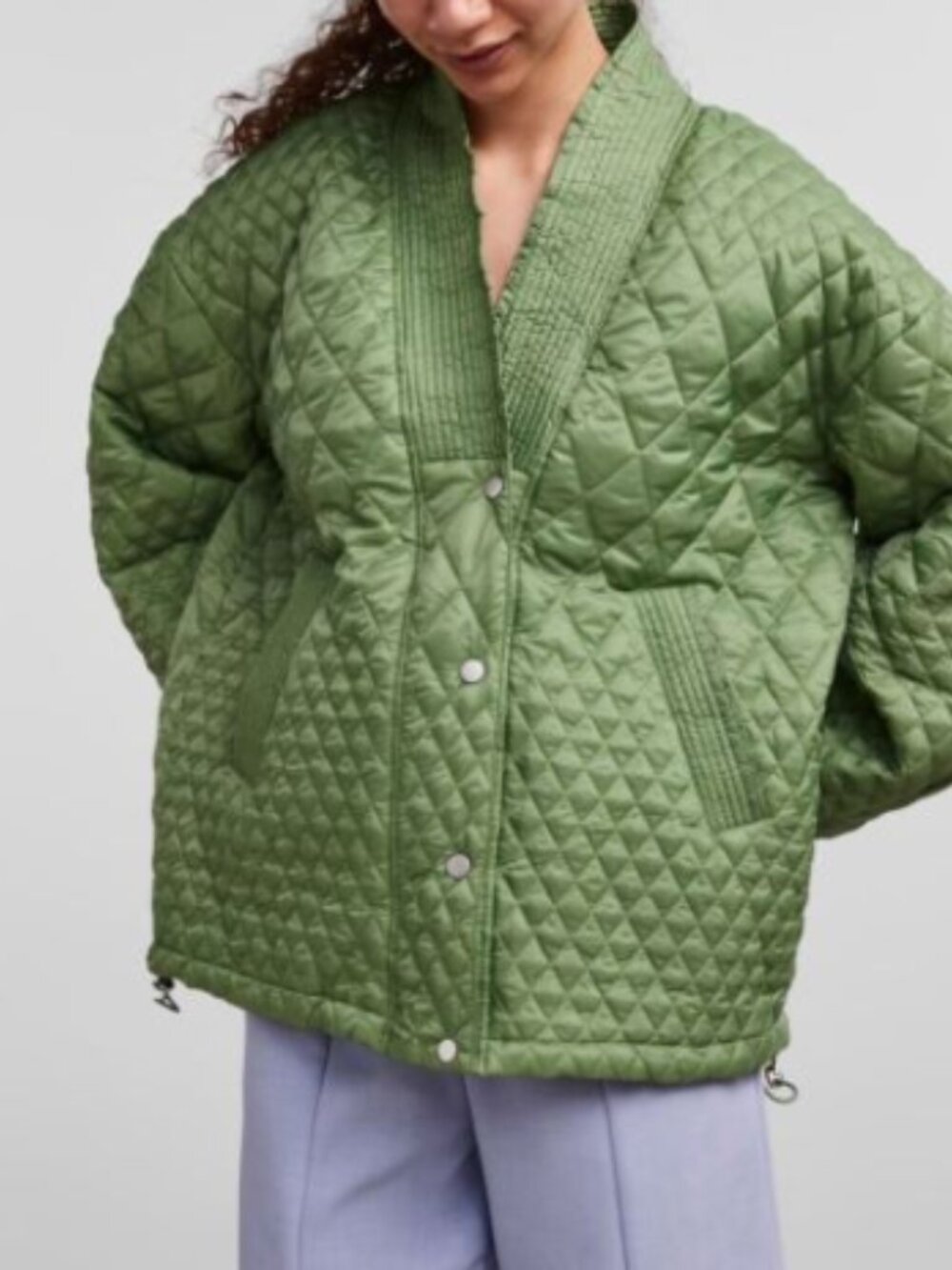 Y.A.S Yasloda Quilted Jacket in Loden Frost Green Size L